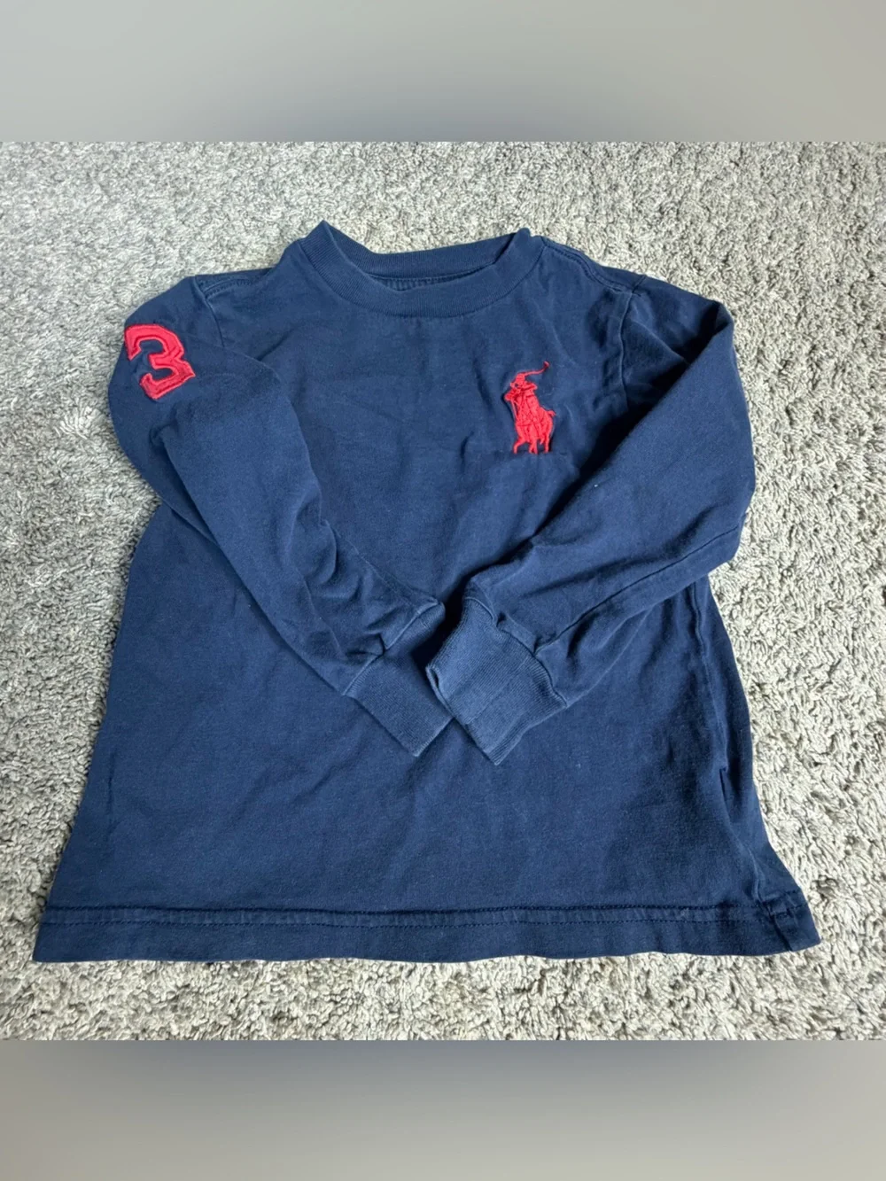 Ralph Lauren Plaid Long Sleeve Button Down Shirt & T-shirt 3T blue big pony logo